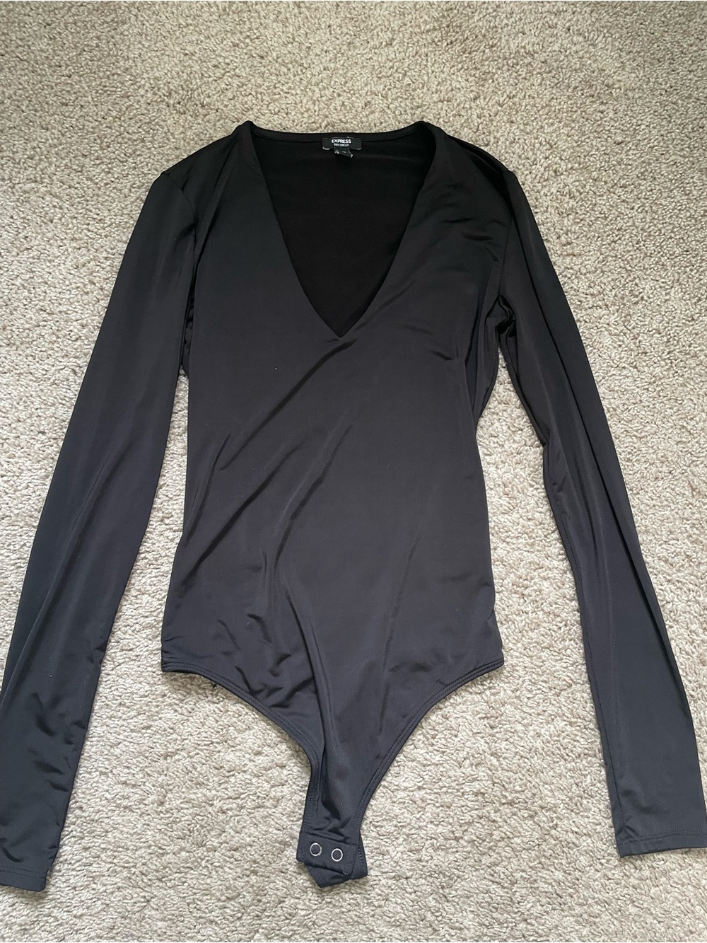 Express Black Long Sleeve V-Neck Bodysuit